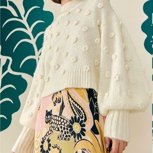 Farm Rio White Handmade Flowers Sweater **WITH TAGS ON**